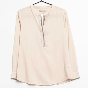 Banana Republic Blush Pink Blouse with Gray Accent Trim